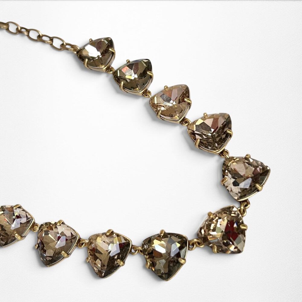 Stella & Dot Somervell Necklace Faceted Triangle Crystals Peach Smoky Champagne